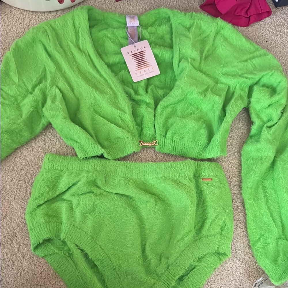 Savage X Fenty Neon Green Textured Set